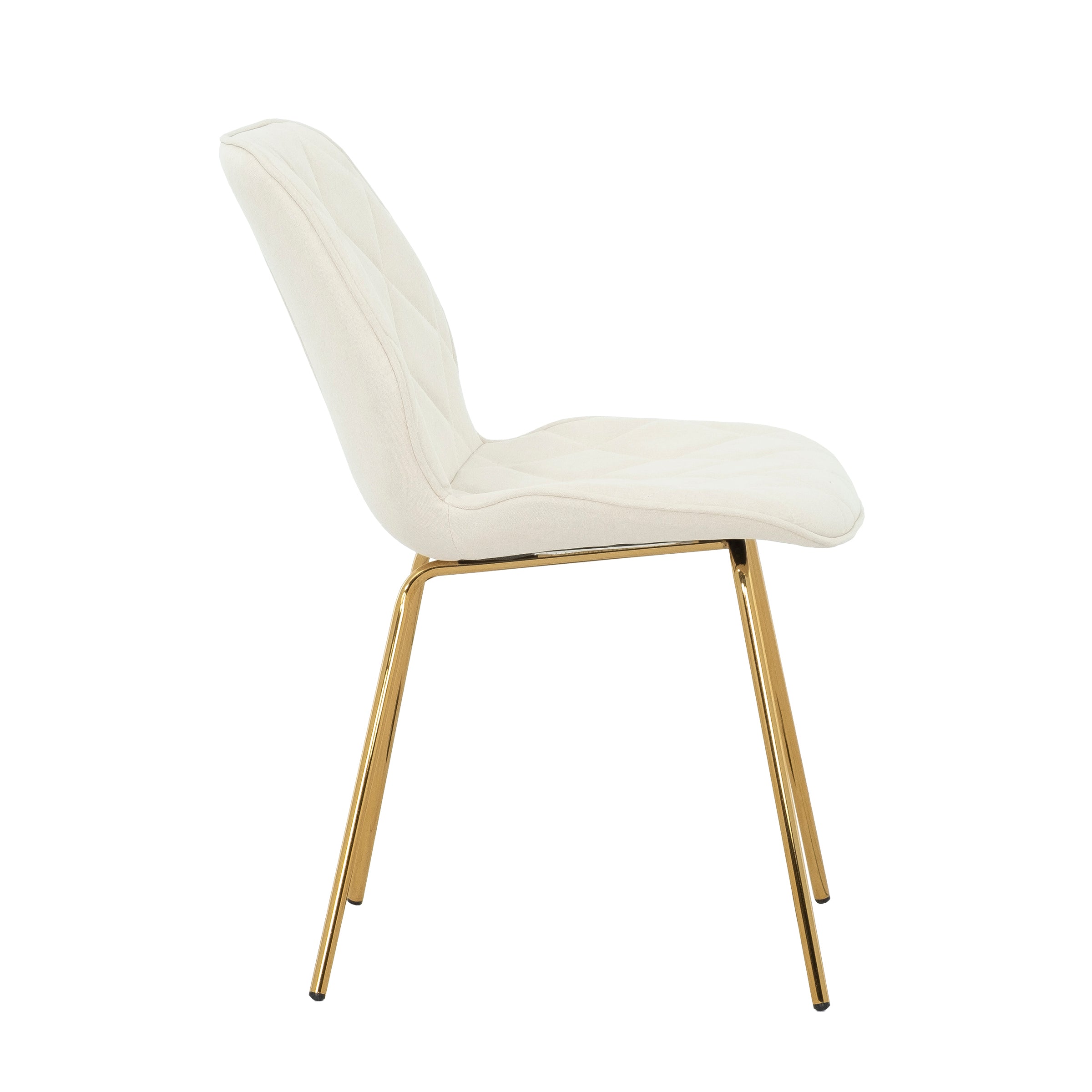Willow Diamond-Tufted Slipper Chair, Cream, Gold Legs (2-Pack)-Dining Room-DECOROLALA