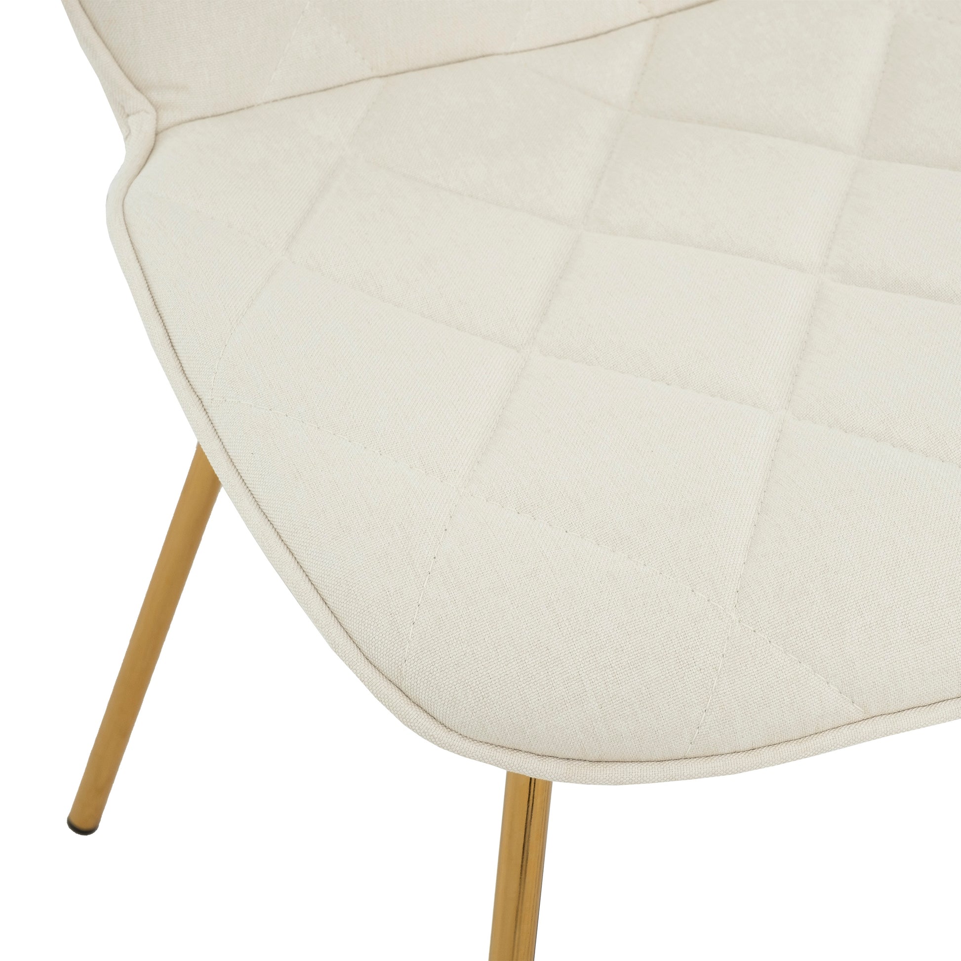Willow Diamond-Tufted Slipper Chair, Cream, Gold Legs (2-Pack)-Dining Room-DECOROLALA