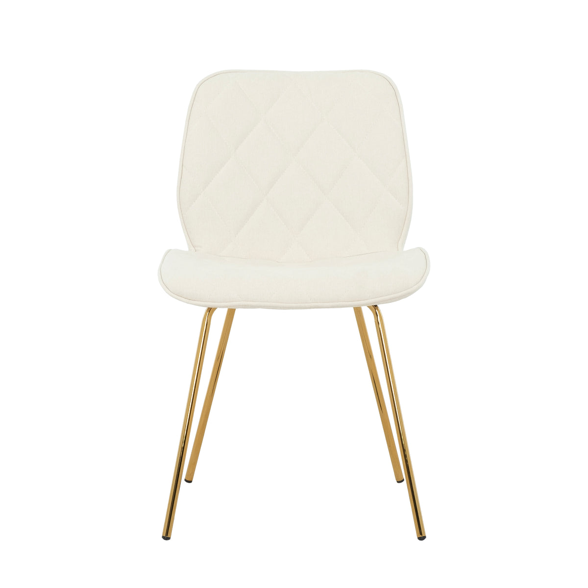 Willow Diamond-Tufted Slipper Chair, Cream, Gold Legs (2-Pack)-Dining Room Sets-DECOROLALA