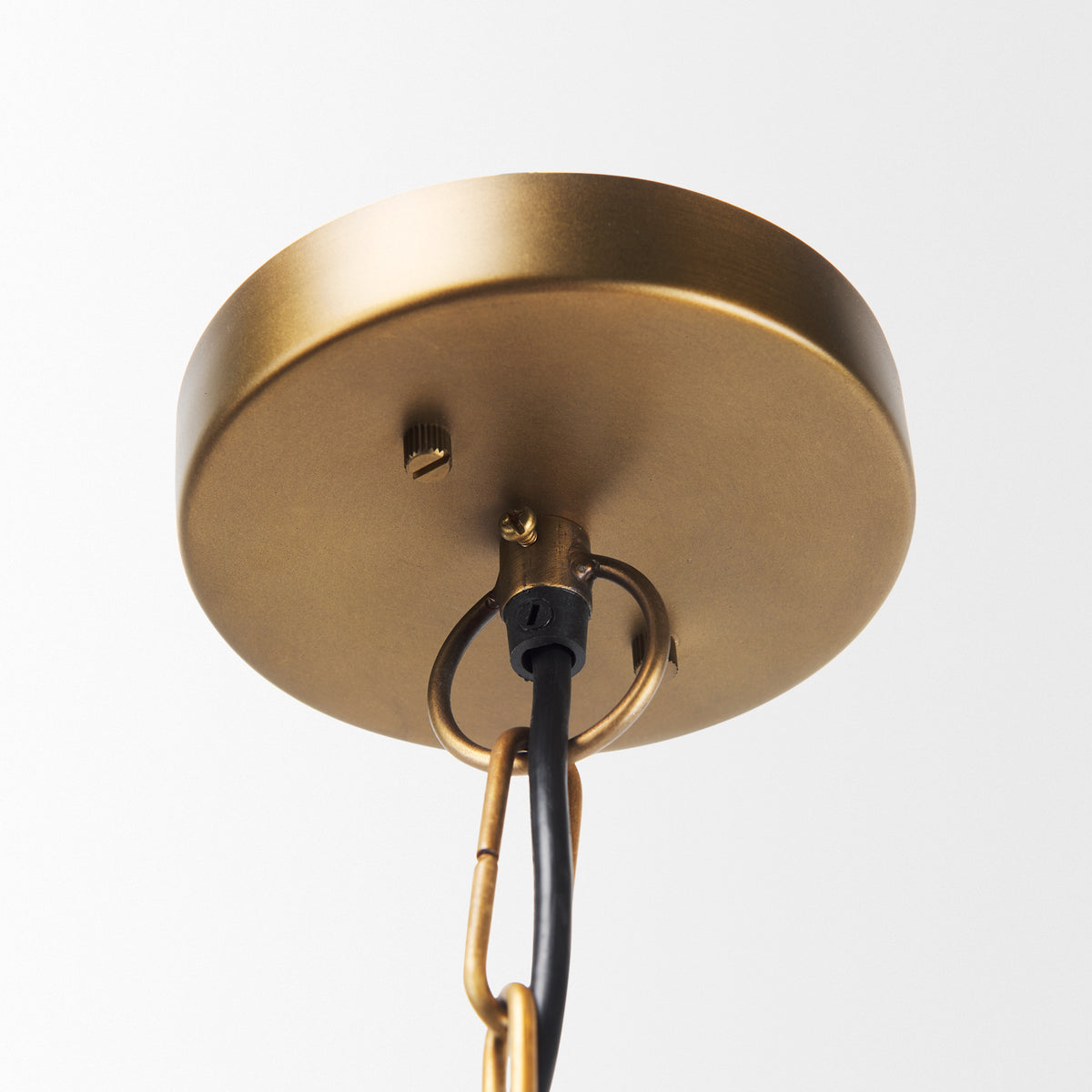 Willson 17.0L x 17.0W x 29.0H Black Iron W/Antique Brass Dome Pendant Light-Pendant Lighting-DECOROLALA