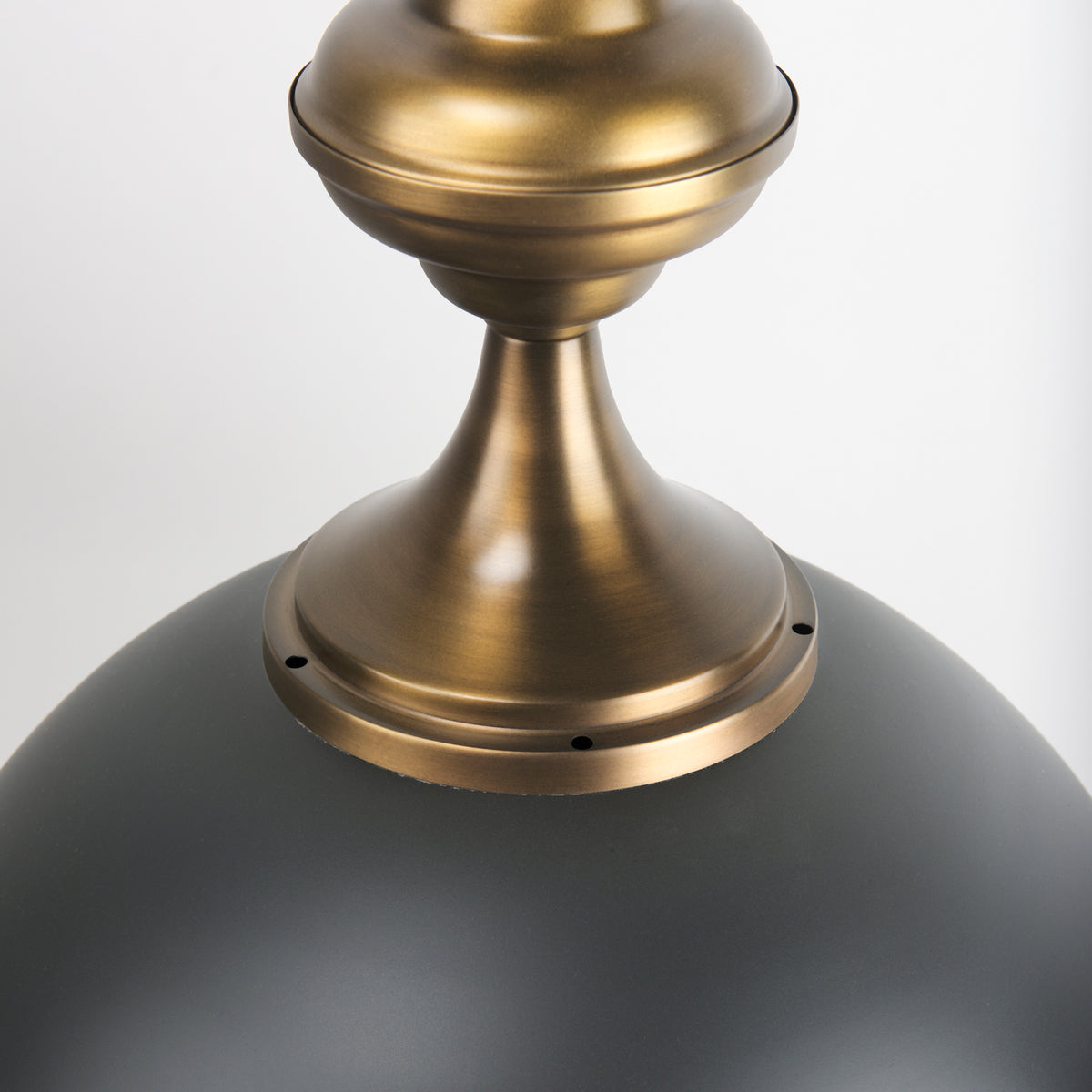 Willson 17.0L x 17.0W x 29.0H Black Iron W/Antique Brass Dome Pendant Light-Pendant Lighting-DECOROLALA