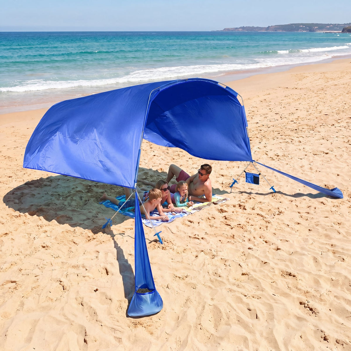 Wind Powered Beach Tent Portable Sun Shelter Canopy for Picnic-Navy-Tents-DECOROLALA