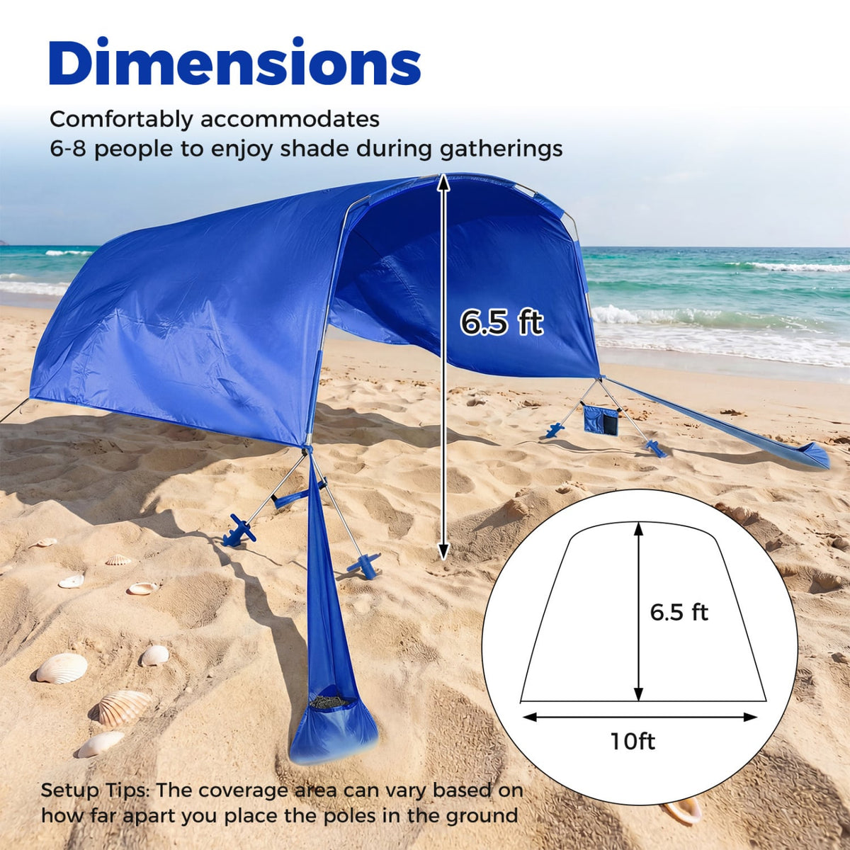 Wind Powered Beach Tent Portable Sun Shelter Canopy for Picnic-Navy-Tents-DECOROLALA