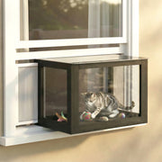 Window-Mounted Catio Outdoor Cat Enclosure - Black & White-Cats-DECOROLALA
