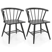 Windsor Dining Chair Set of 2 Mid-Century Modern Black Kitchen Chairs-Black-Dining Chairs-DECOROLALA