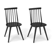 Windsor Dining Chair Set of 2 with Solid Rubber Wood Frame-Black-Dining Chairs-DECOROLALA
