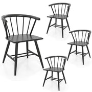 Windsor Dining Chair Set of 4 Mid-Century Modern Black Kitchen Chairs-Black-Dining Chairs-DECOROLALA