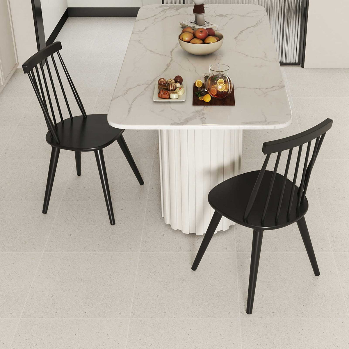 Windsor Dining Chair Set of 4 with Solid Rubber Wood Frame-Black-Dining Chairs-DECOROLALA