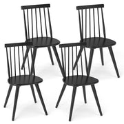 Windsor Dining Chair Set of 4 with Solid Rubber Wood Frame-Black-Dining Chairs-DECOROLALA