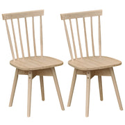 Windsor Dining Chairs Set of 2 Mid Century Rubber Wood Kitchen Chairs with Swivel Seat-Natural-Dining Chairs-DECOROLALA