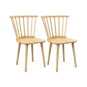 Windsor Dining Chairs Set of 2 Rubber Wood Kitchen Chairs with Spindle Back-Natural-Dining Chairs-DECOROLALA