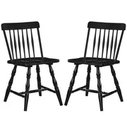 Windsor Dining Chairs Set of 2 with Curved Spindle Back-Black-Dining Chairs-DECOROLALA