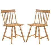 Windsor Dining Chairs Set of 2 with Curved Spindle Back-Natural-Dining Chairs-DECOROLALA