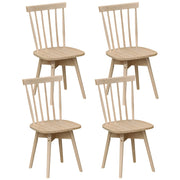 Windsor Dining Chairs Set of 4 Mid Century Rubber Wood Kitchen Chairs with Swivel Seat-Natural-Dining Chairs-DECOROLALA