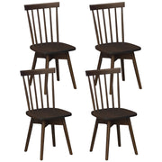 Windsor Dining Chairs Set of 4 Mid Century Rubber Wood Kitchen Chairs with Swivel Seat-Walnut-Dining Chairs-DECOROLALA