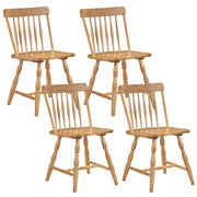 Windsor Dining Chairs Set of 4 with Curved Spindle Back-Natural-Dining Chairs-DECOROLALA