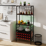 Wine Organizer with Power Outlet and Bottle Holders-Rustic Brown-Wine Racks-DECOROLALA