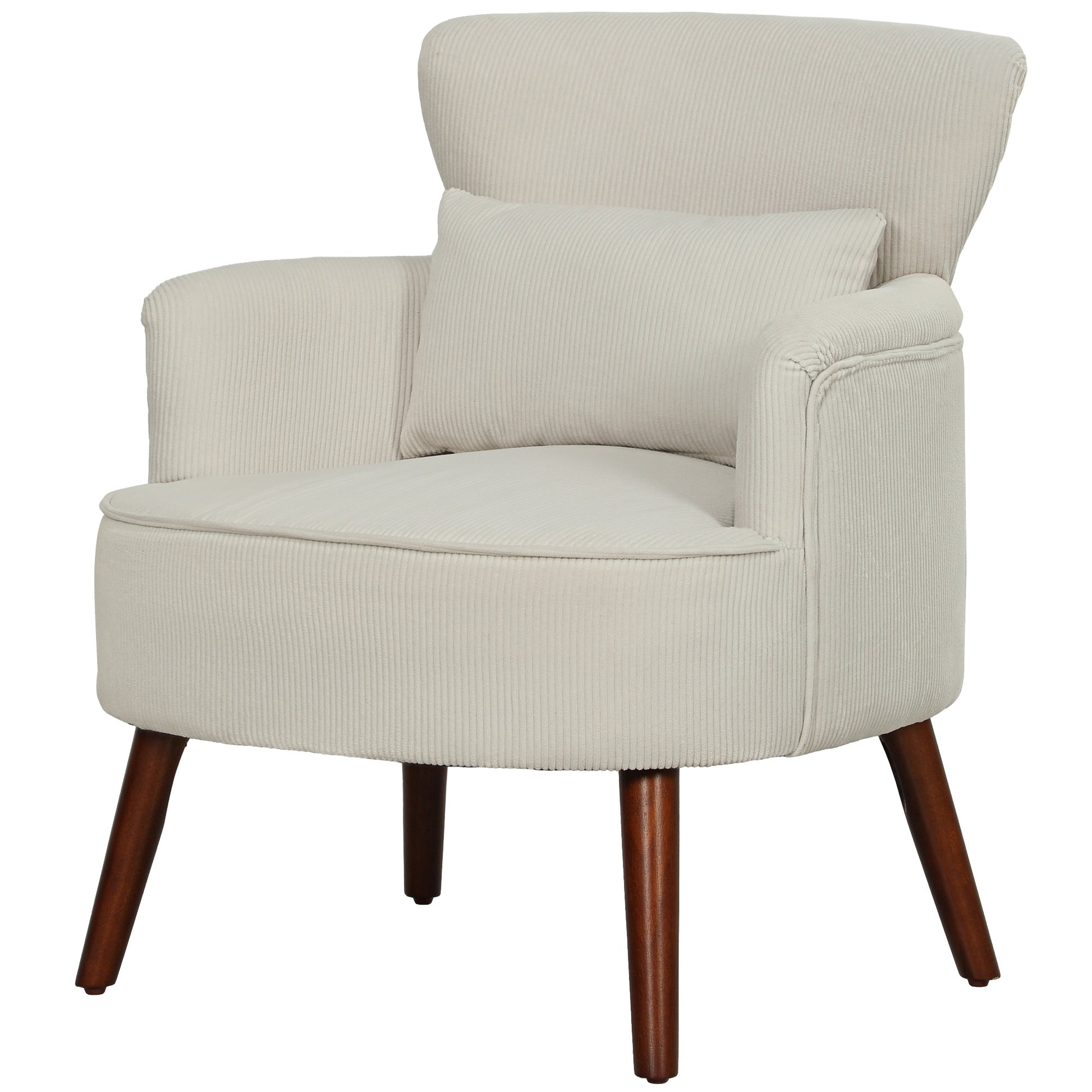 Wingback Accent Chair - Cream White Corduroy-DECOROLALA