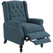 Wingback Reclining Chair Blue Linen-DECOROLALA