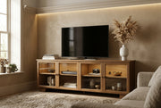 Winsford 82" Two-Tone Oak Sideboard w/ Glass Doors-Sideboards & Buffets-DECOROLALA