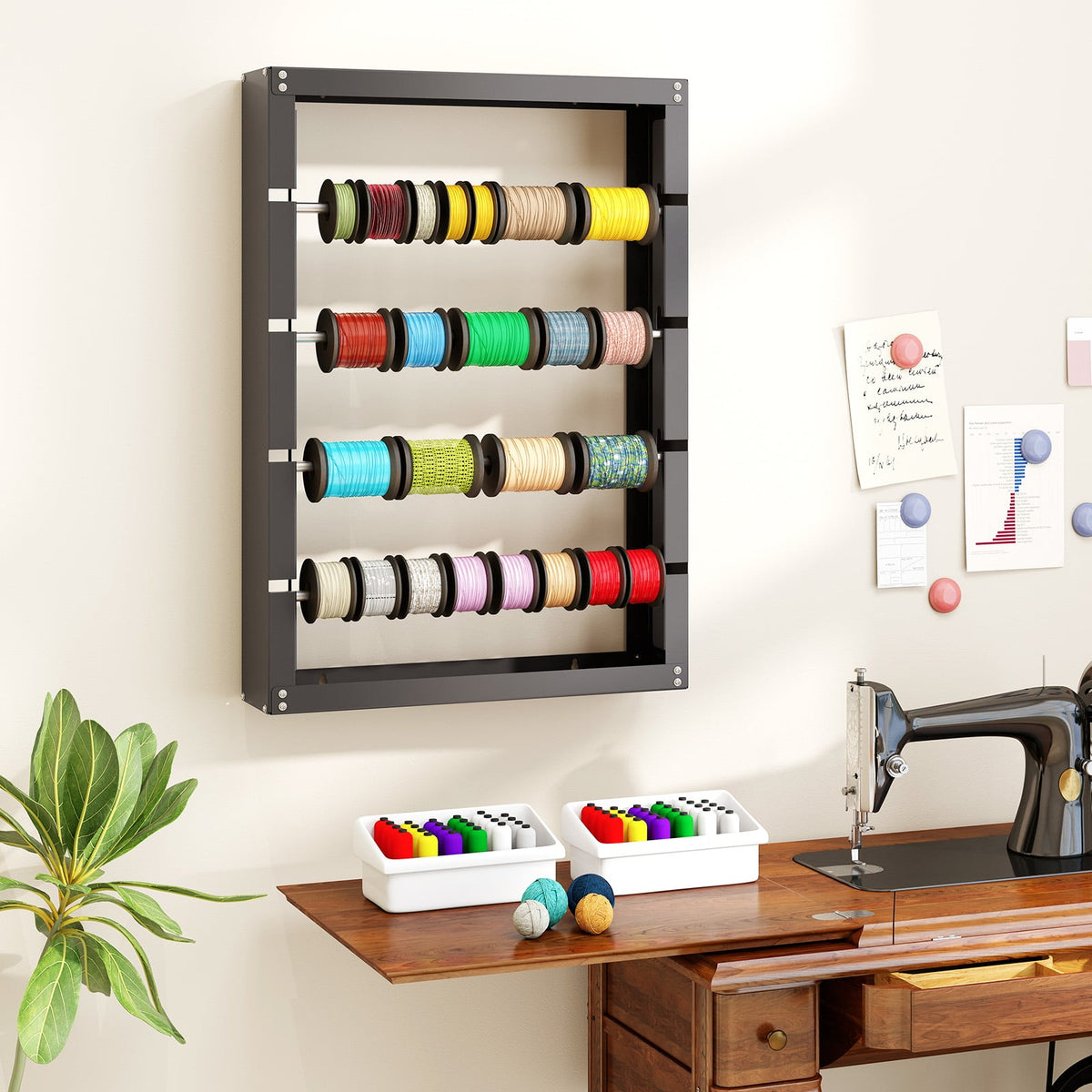 Wire Spool Rack with 4 Rods for Electrical Industrial and Retail Use-Gray-Garages-DECOROLALA