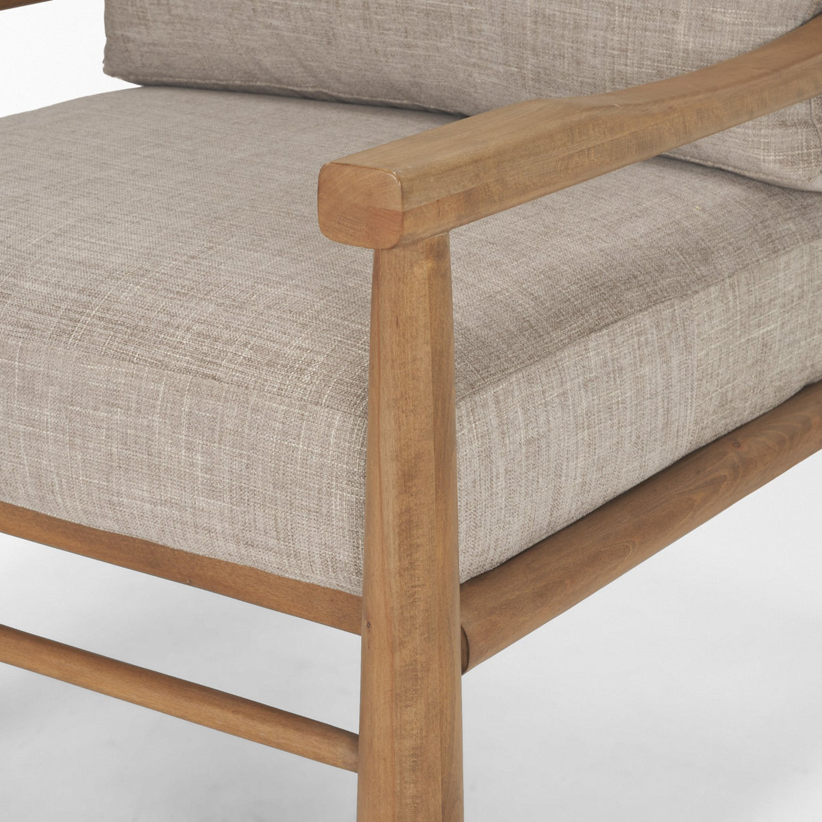 Witton Gray Fabric Beech Wood Slingback Backrest Accent Lounge Chair-Accent Chairs-DECOROLALA