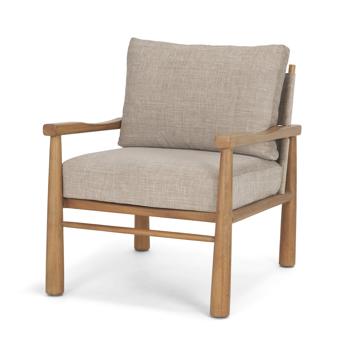 Witton Gray Fabric Beech Wood Slingback Backrest Accent Lounge Chair-Accent Chairs-DECOROLALA