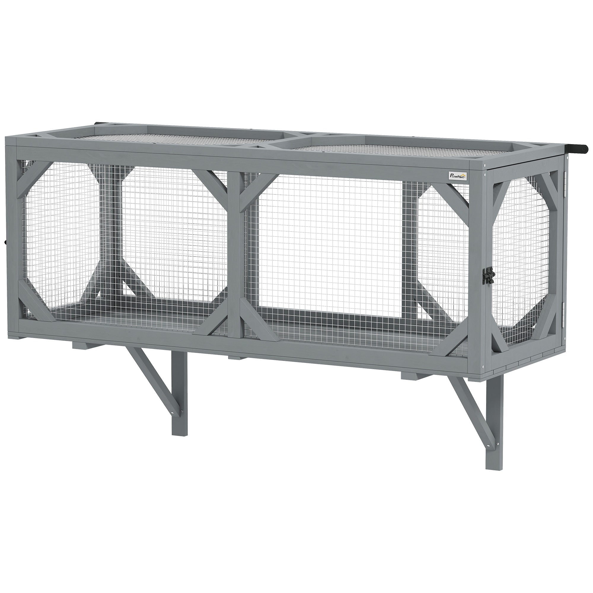 Cat Tunnel, Wooden Catio Outdoor Cat Enclosure with 2 Doors and Extendable Design, Wall-Mounted Pet Run