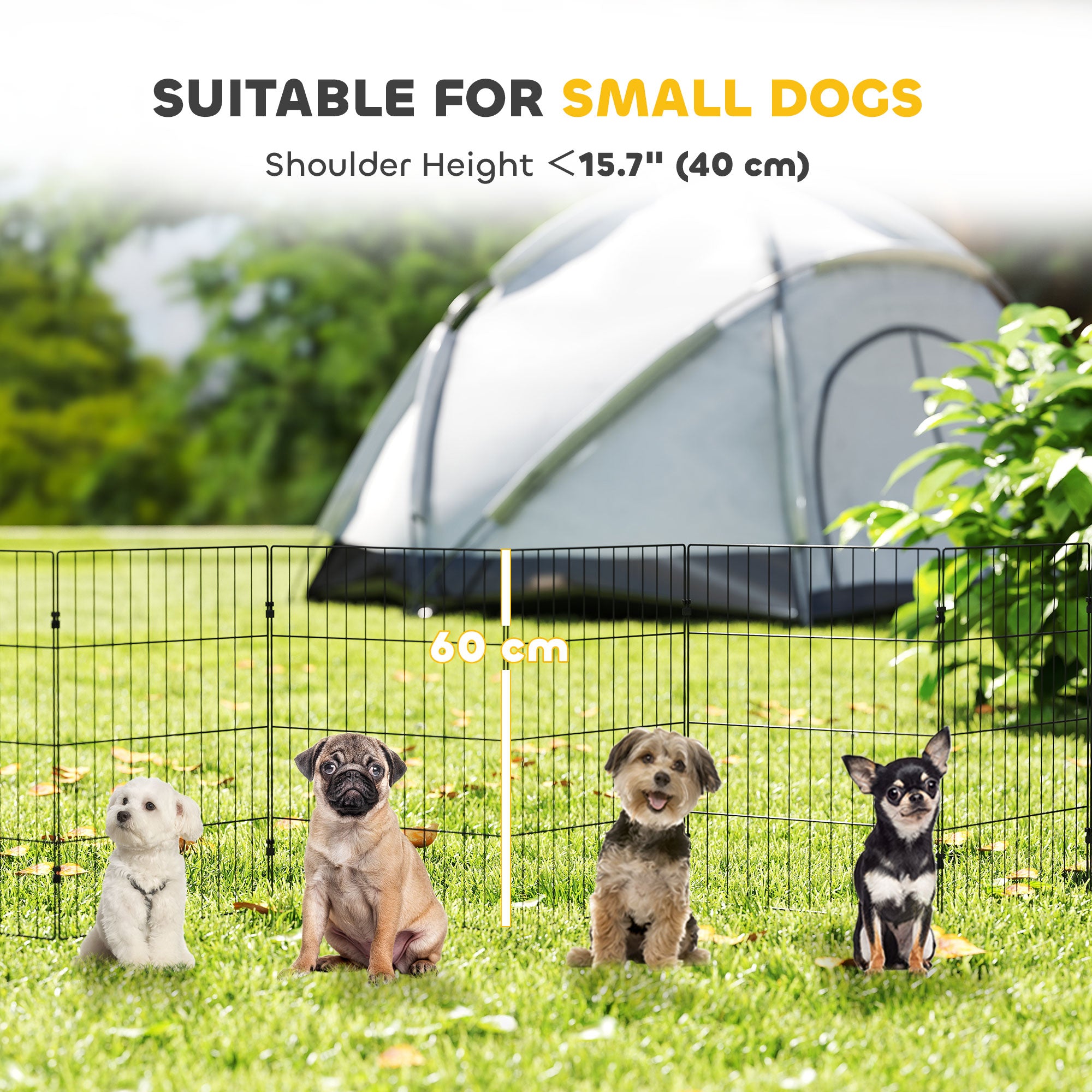 Foldable Metal Exercise Dog Playpen, Expandable Pet Fence Indoor Outdoor Use for Small Dogs, 20" x 24", 8 Panels, Black