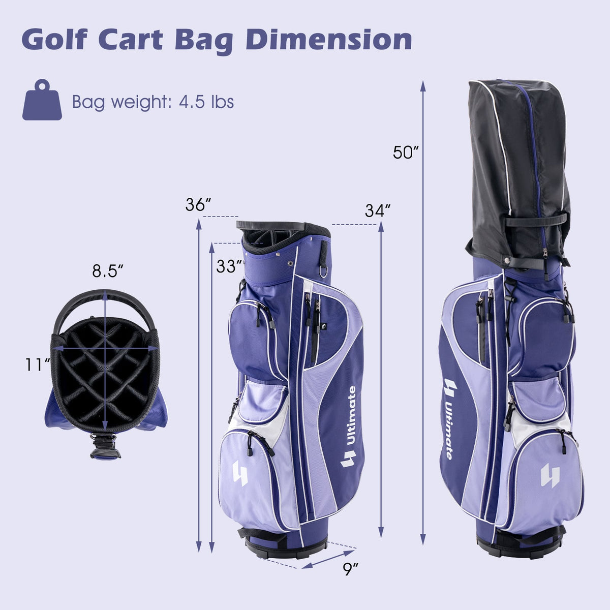 Women's Complete Golf Club Set Right Hand with Rain Hood-Purple-Golf-DECOROLALA