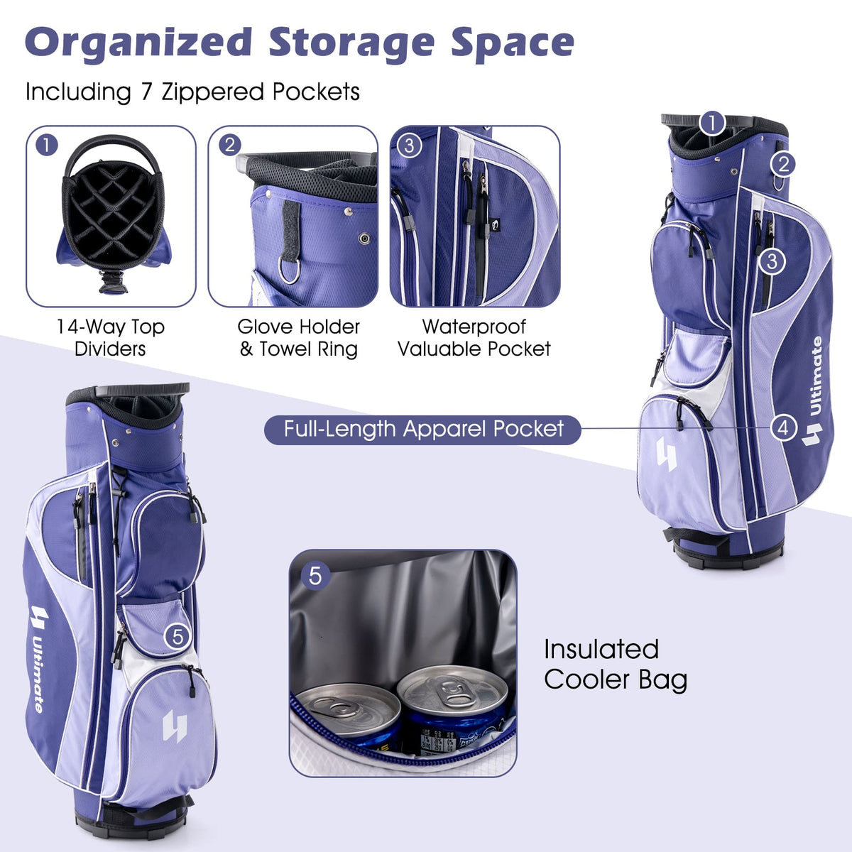 Women's Complete Golf Club Set Right Hand with Rain Hood-Purple-Golf-DECOROLALA