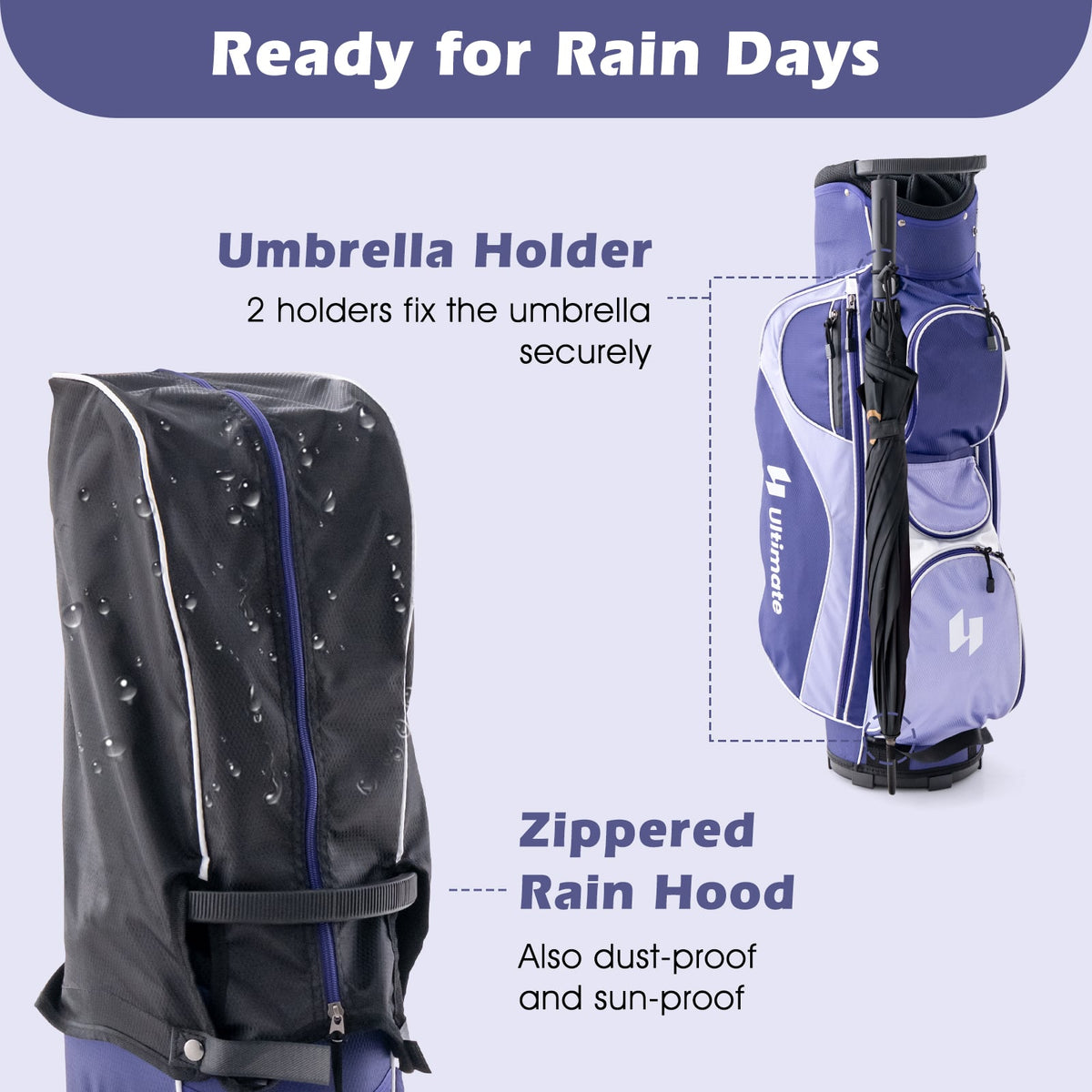 Women's Complete Golf Club Set Right Hand with Rain Hood-Purple-Golf-DECOROLALA