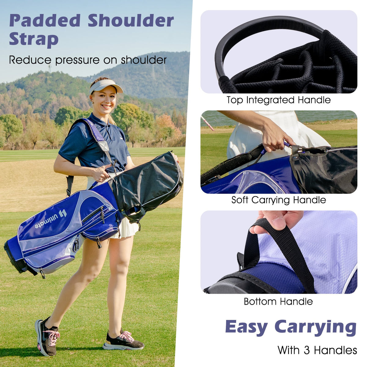 Women's Complete Golf Club Set Right Hand with Rain Hood-Purple-Golf-DECOROLALA