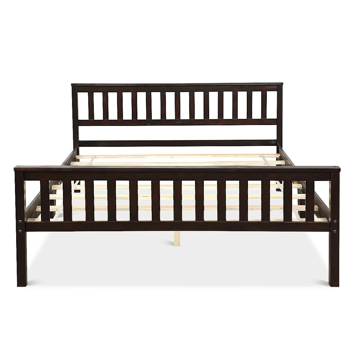Wood Bed Frame Support Platform with Headboard and Footboard-Simple Bed Frame-DECOROLALA