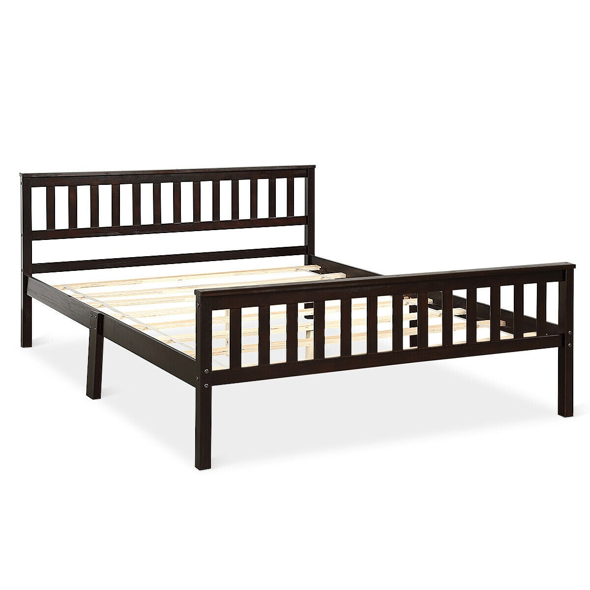 Wood Bed Frame Support Platform with Headboard and Footboard-Simple Bed Frame-DECOROLALA