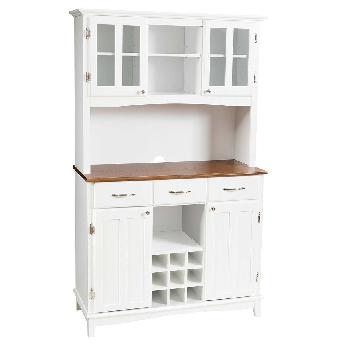 Wood Buffet Hutch Cabinet with 3 Large Drawers-Sideboards & Buffets-DECOROLALA