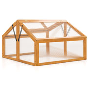 Wood Cold Frame Greenhouse Raised Flower Planter Protection with Transparent Openable Roof-Orange-Greenhouses-DECOROLALA