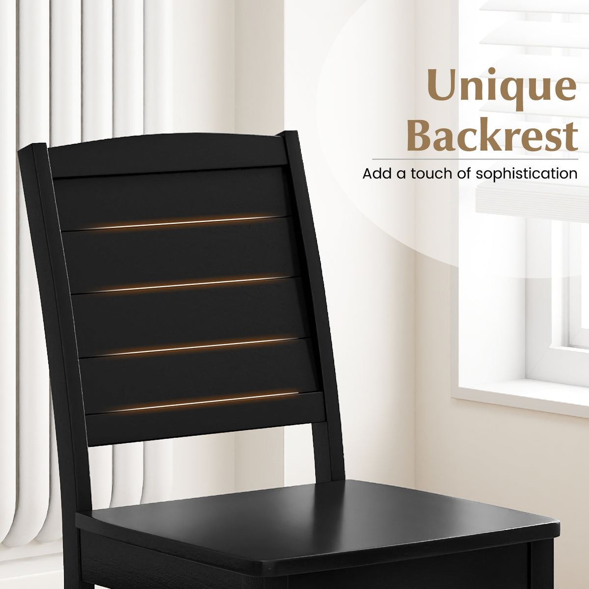 Wood Dining Chair Set of 2 Armless Kitchen Chairs with Rubber Wood Legs-Black-Dining Chairs-DECOROLALA