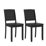 Wood Dining Chair Set of 2 Armless Kitchen Chairs with Rubber Wood Legs-Black-Dining Chairs-DECOROLALA