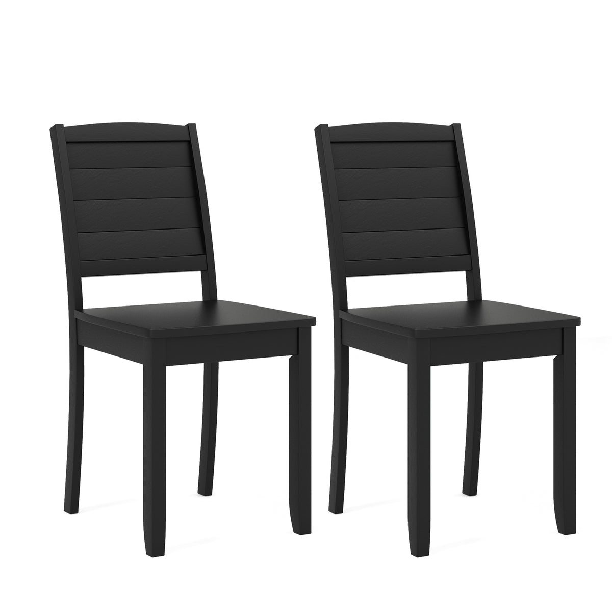 Wood Dining Chair Set of 2 Armless Kitchen Chairs with Rubber Wood Legs-Black-Dining Chairs-DECOROLALA