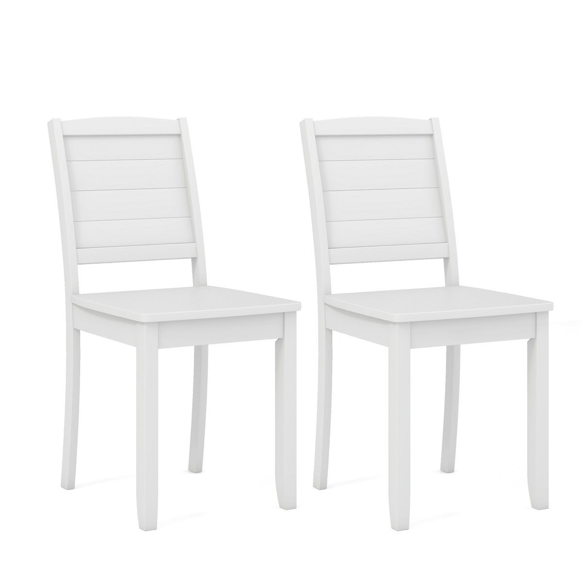 Wood Dining Chair Set of 2 Armless Kitchen Chairs with Rubber Wood Legs-White-Dining Chairs-DECOROLALA