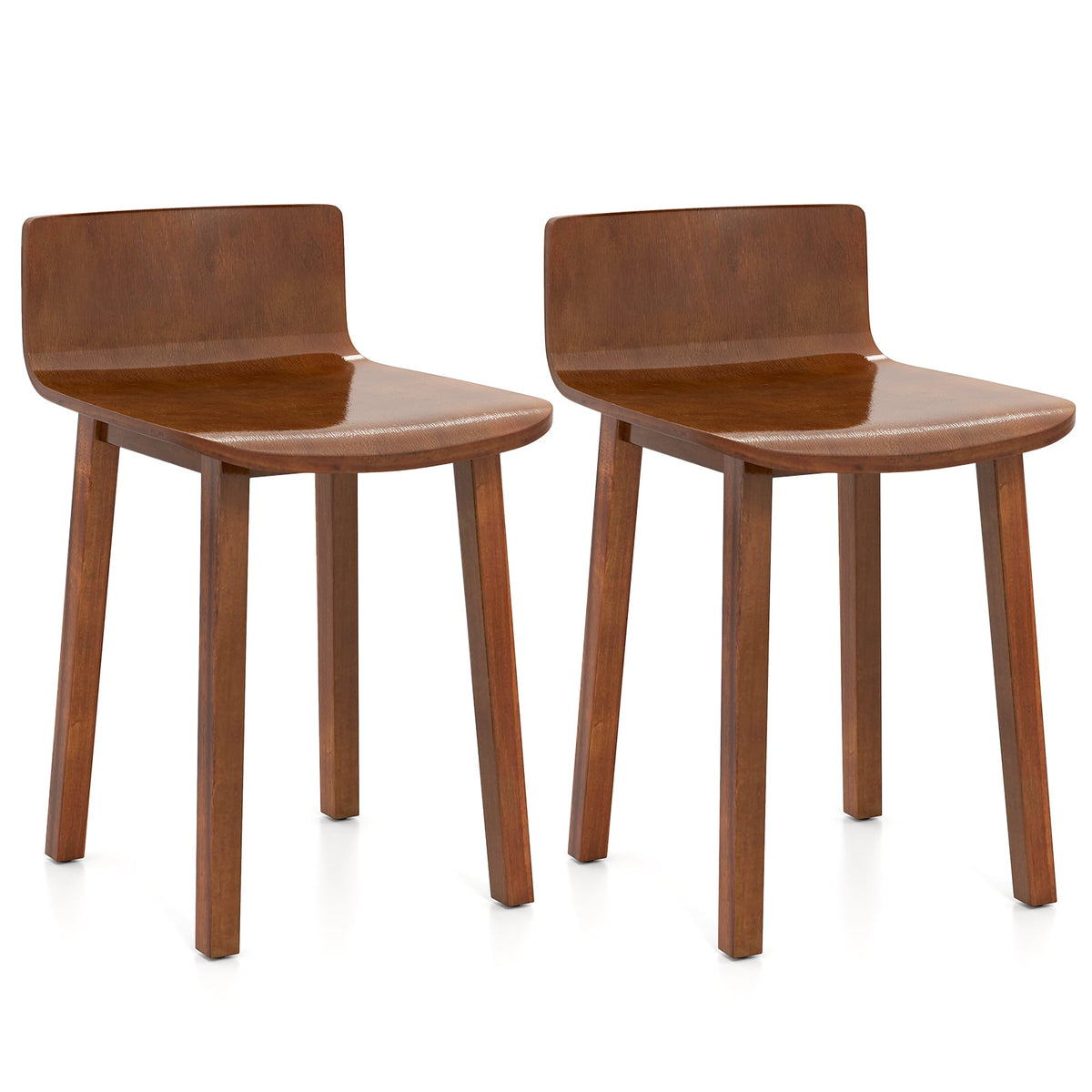 Wood Dining Chair Set of 2 Farmhouse Kitchen Dining Room Chairs Mid-Century Modern Armless Side Chairs-Brown-Dining Chairs-DECOROLALA