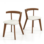 Wood Dining Chair Set of 2 with Padded Seat and Curved Back-Walnut-Dining Chairs-DECOROLALA