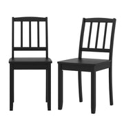 Wood Dining Chair Set of 2 with Rubber Wood Legs-Black-Dining Chairs-DECOROLALA
