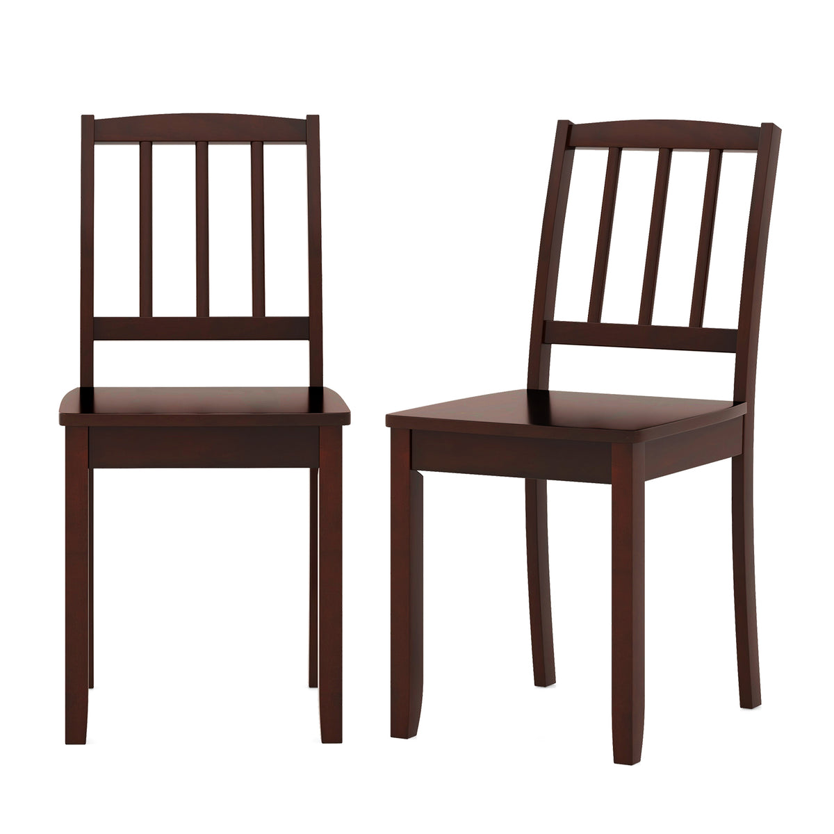 Wood Dining Chair Set of 2 with Rubber Wood Legs-Brown-Dining Chairs-DECOROLALA