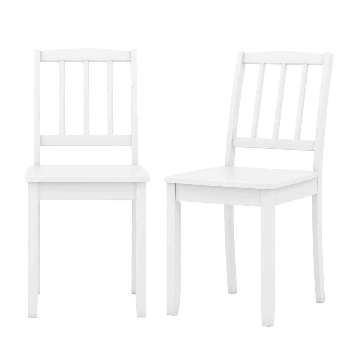 Wood Dining Chair Set of 2 with Rubber Wood Legs-White-Dining Chairs-DECOROLALA