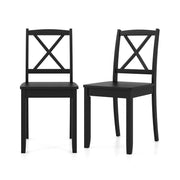 Wood Dining Chair Set of 2 with Rubber Wood Legs and Curved Backrest-Black-Dining Chairs-DECOROLALA