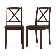 Wood Dining Chair Set of 2 with Rubber Wood Legs and Curved Backrest-Brown-Dining Chairs-DECOROLALA