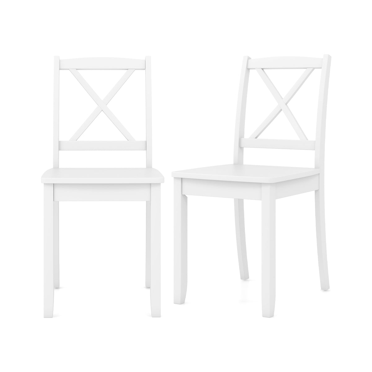 Wood Dining Chair Set of 2 with Rubber Wood Legs and Curved Backrest-White-Dining Chairs-DECOROLALA