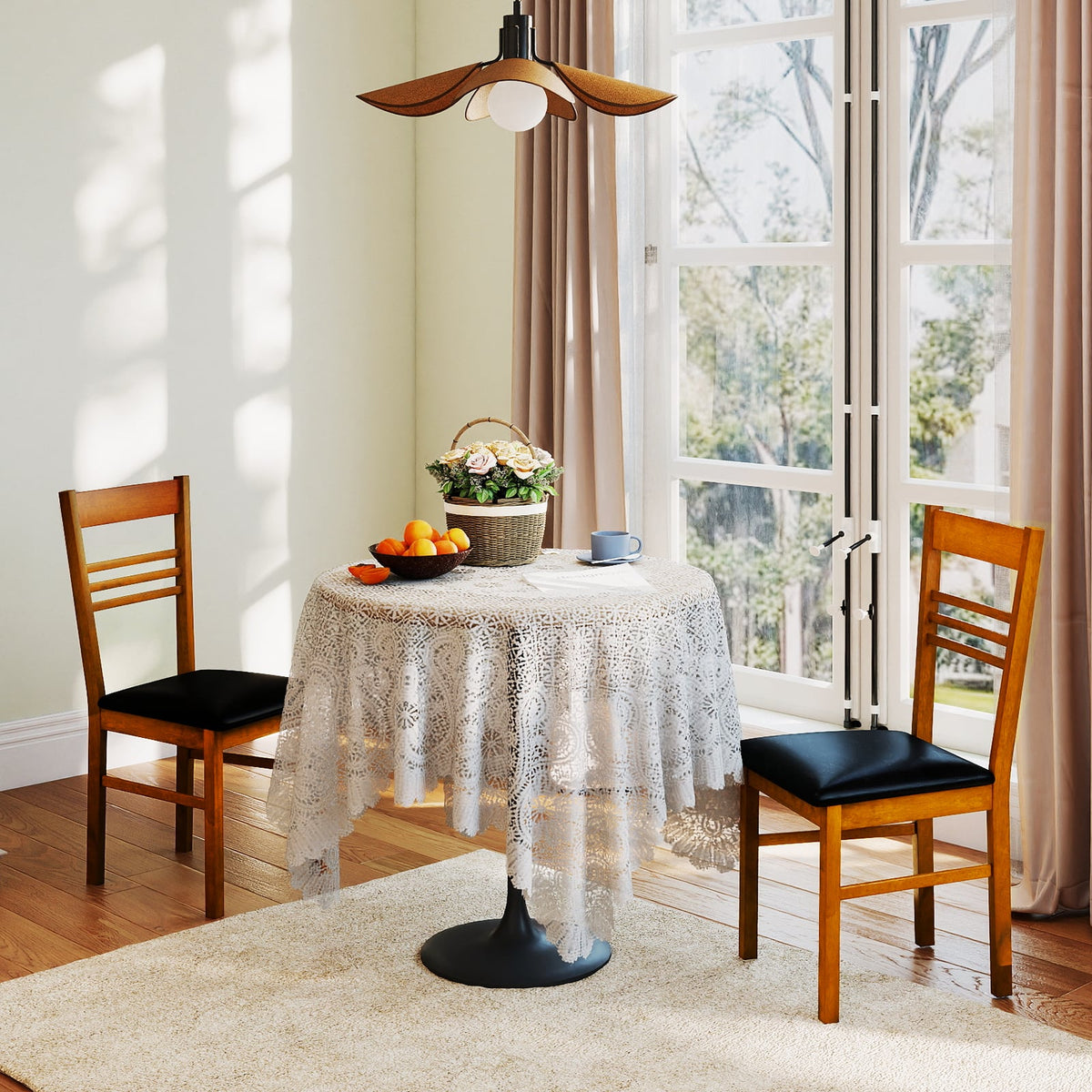 Wood Dining Chairs Set of 2 with Rubber Wood Frame-Walnut-Dining Chairs-DECOROLALA